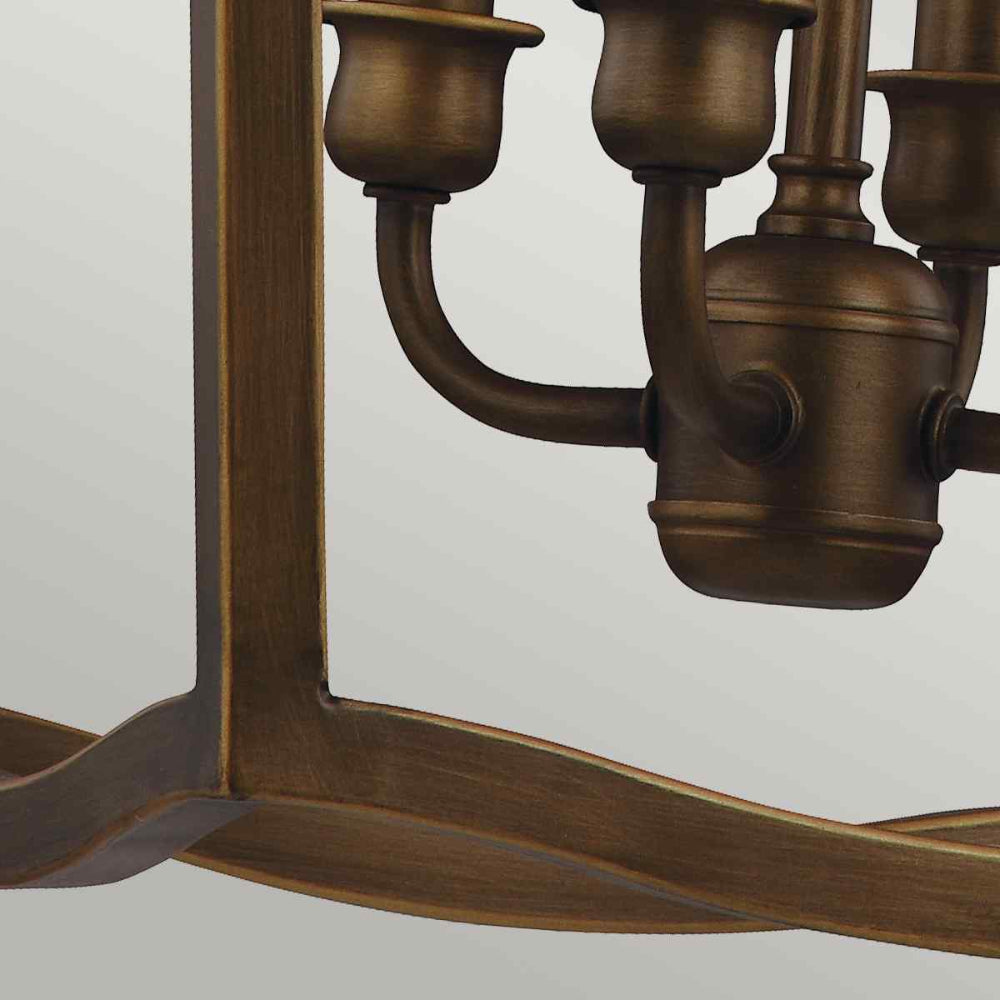 Feiss Yarmouth 4 Light Pendant Light in Painted Aged Brass