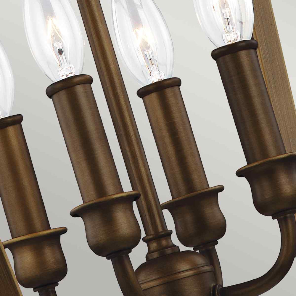 Feiss Yarmouth 4 Light Pendant Light in Painted Aged Brass