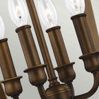 Feiss Yarmouth 4 Light Pendant Light in Painted Aged Brass