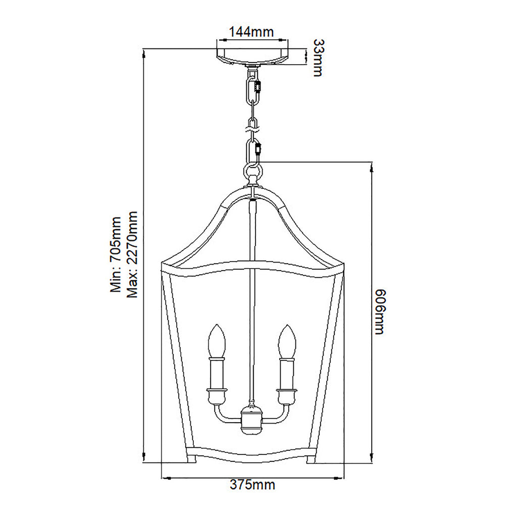 Feiss Yarmouth 4 Light Pendant Light in Painted Aged Brass