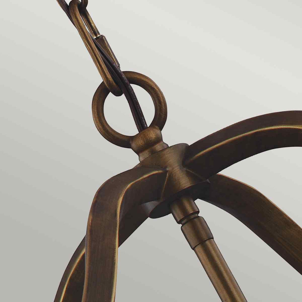 Feiss Yarmouth 4 Light Pendant Light in Painted Aged Brass