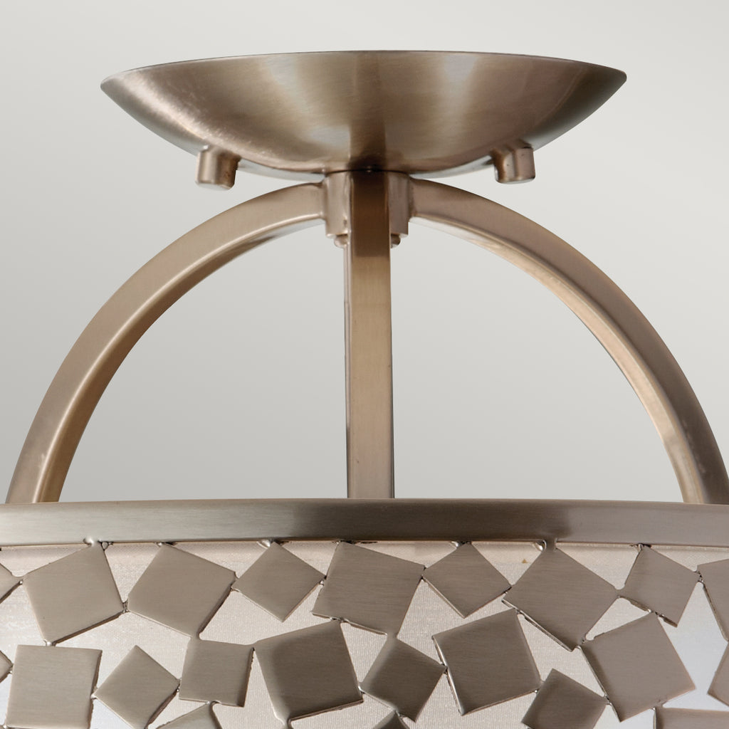 Feiss Zara 3 Light Semi Flush Ceiling Light in Brushed Nickel