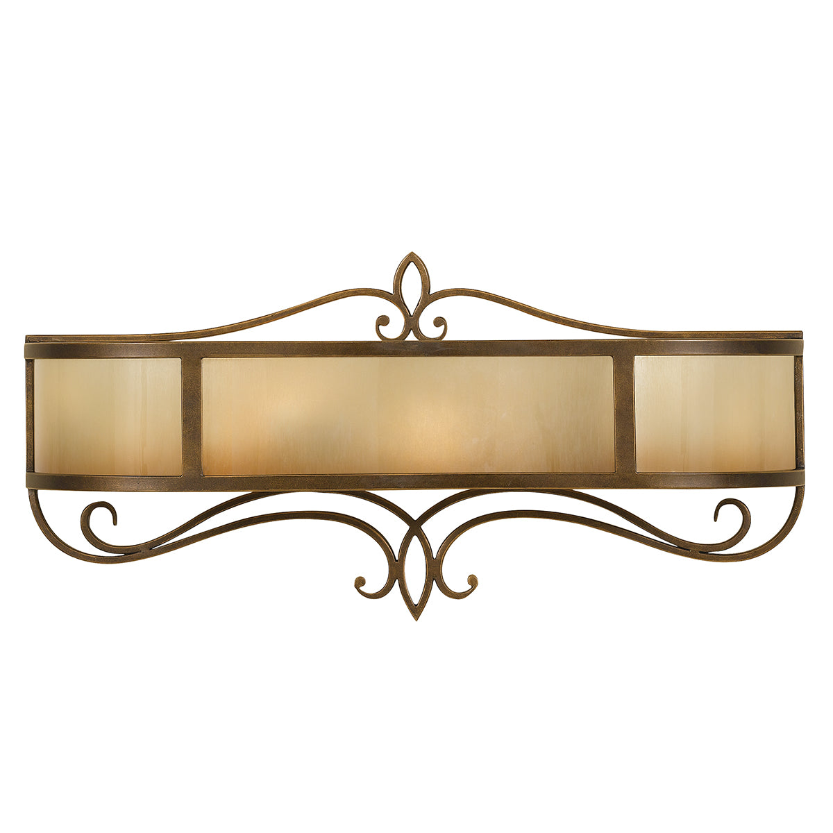Feiss Justine 2 Light Vanity Wall Light in Astral Bronze with Oak Glass