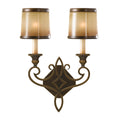 Feiss Justine 2 Light Wall Light in Astral Bronze with Oak Glass