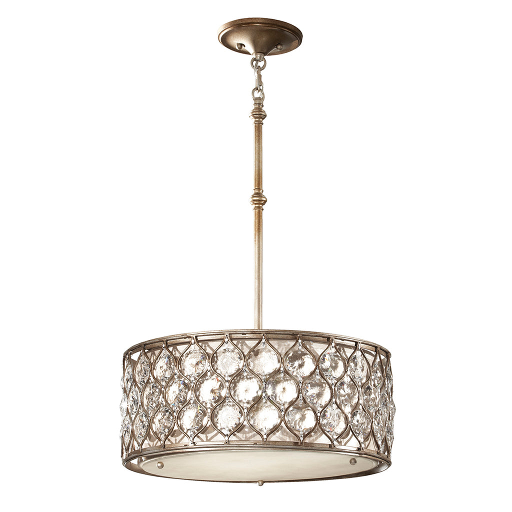 Feiss Lucia Pendant Light with Sunflower Crystals in Silver 