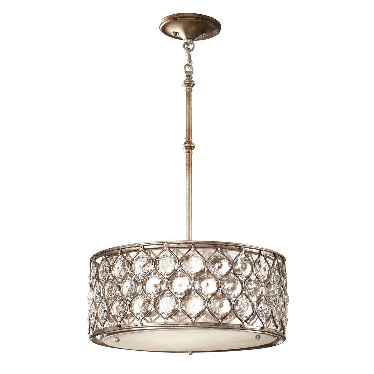 Feiss Lucia Pendant Light with Sunflower Crystals in Silver 