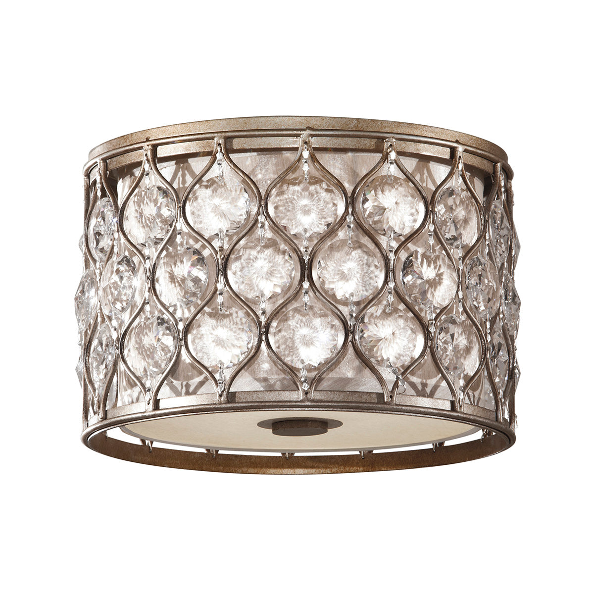 Feiss Lucia Flush Ceiling Light with Sunflower Crystals and Silver 