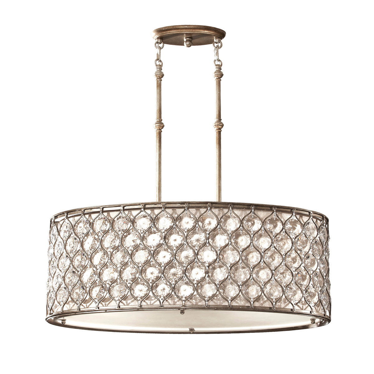 Feiss Lucia Pendant Light with Sunflower Crystals and Silver 