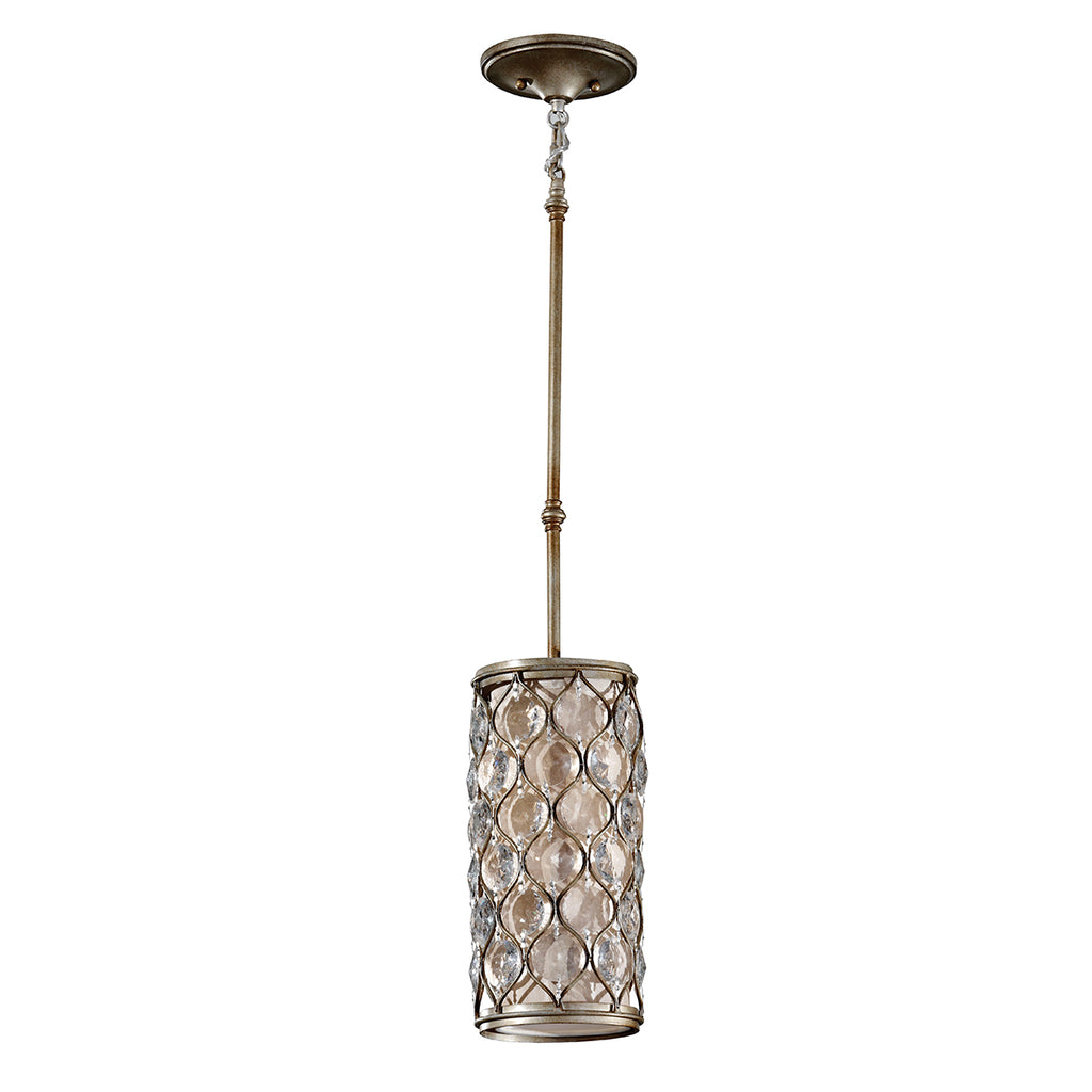 Feiss Lucia Mini Pendant Light with Sunflower Crystals in Silver