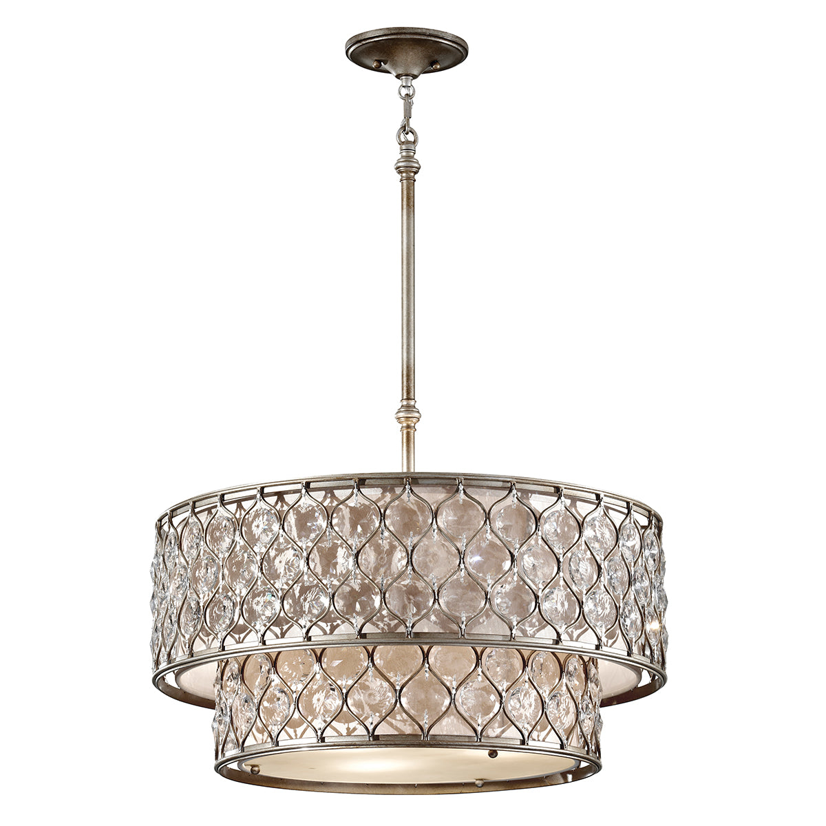 Feiss Lucia 6 Light 2-Tier Chandelier in Burnished Silver