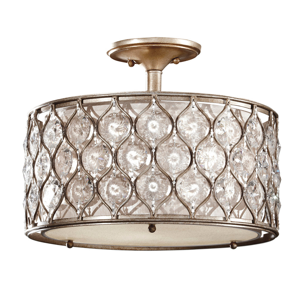 Feiss Lucia Semi Flush Ceiling Light with Sunflower Crystal and Silver 