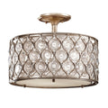 Feiss Lucia Semi Flush Ceiling Light with Sunflower Crystal and Silver 