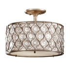 Feiss Lucia Semi Flush Ceiling Light with Sunflower Crystal and Silver 