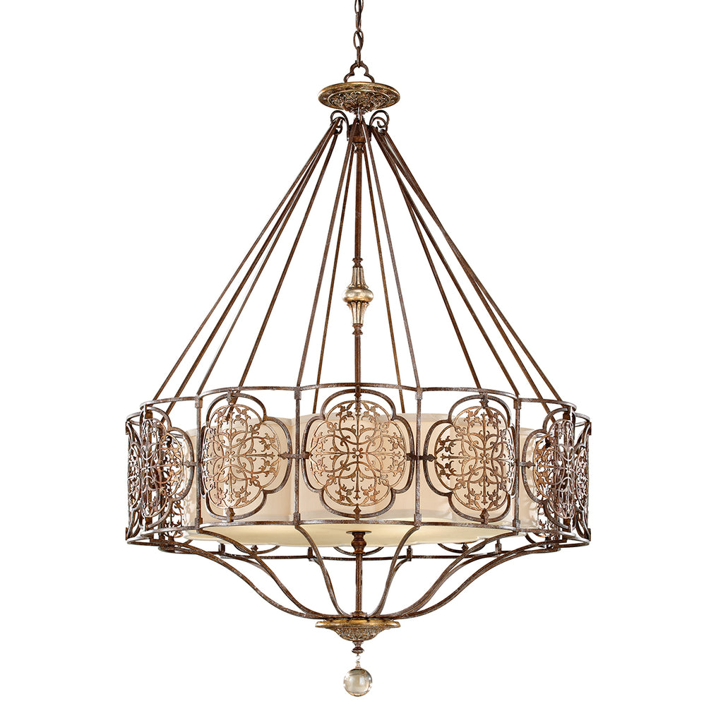 Feiss Marcella 4 Light Pendant Light in Ornate Bronze Gold
