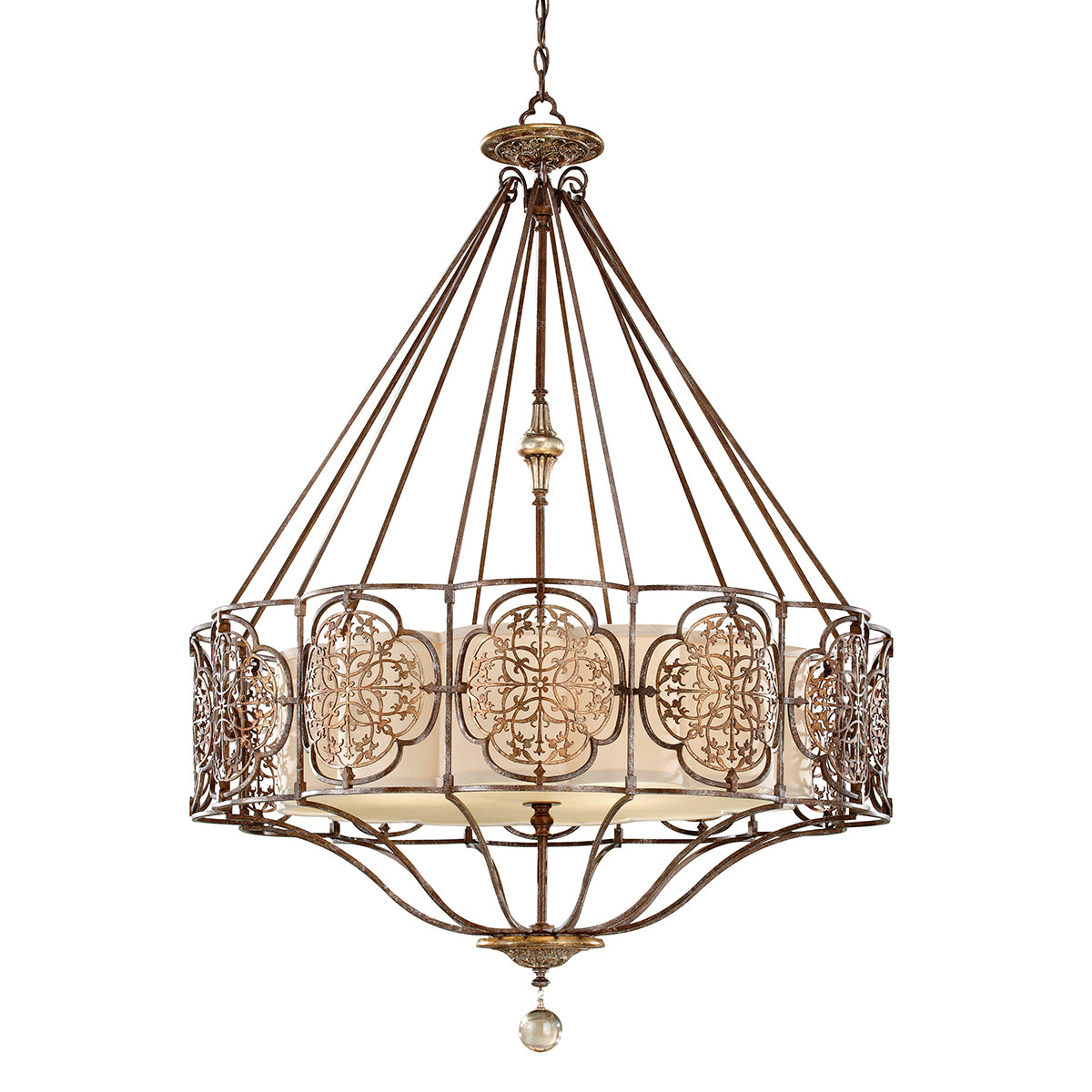 Feiss Marcella 4 Light Pendant Light in Ornate Bronze Gold