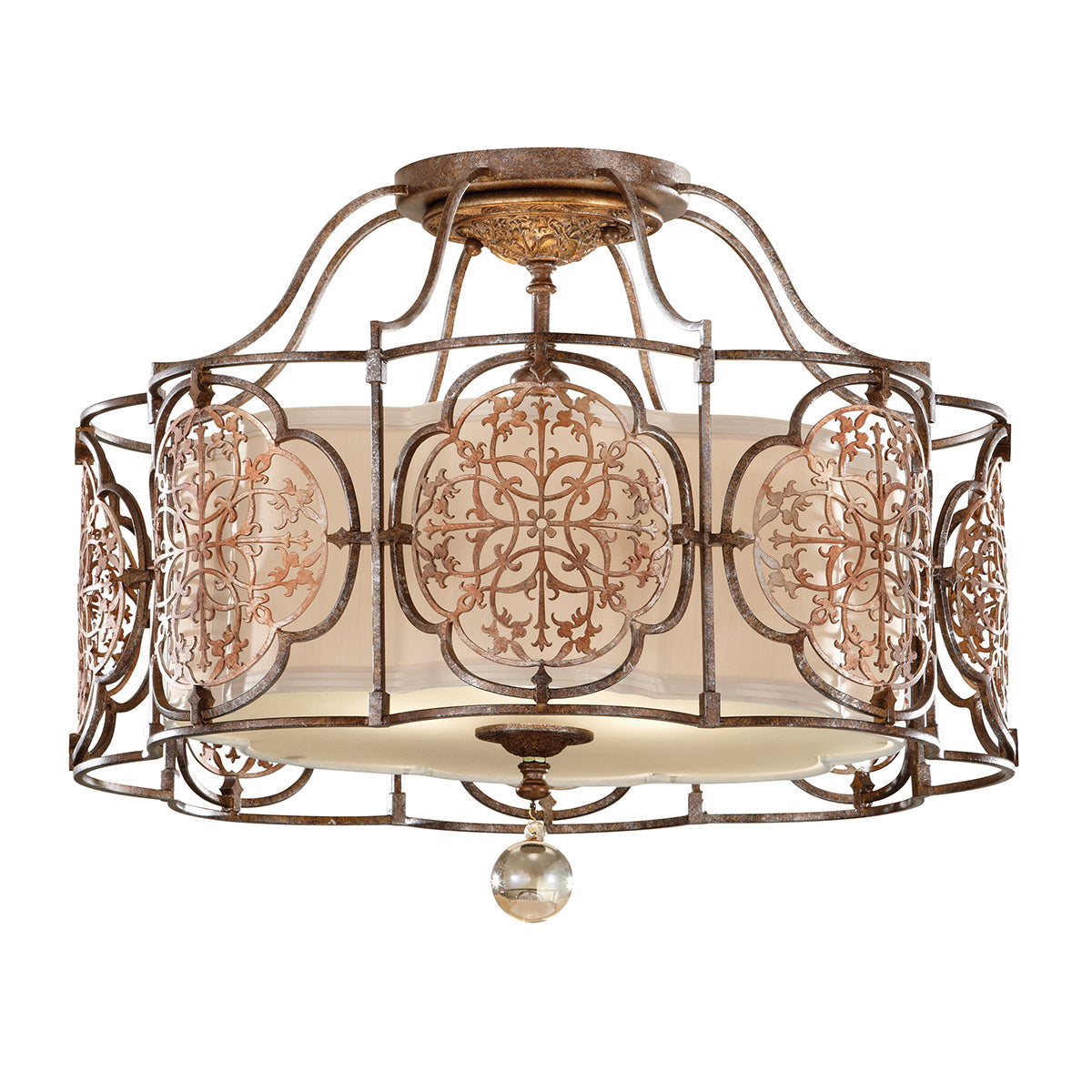 Feiss Marcella Semi Flush Ceiling Light in Black Gold