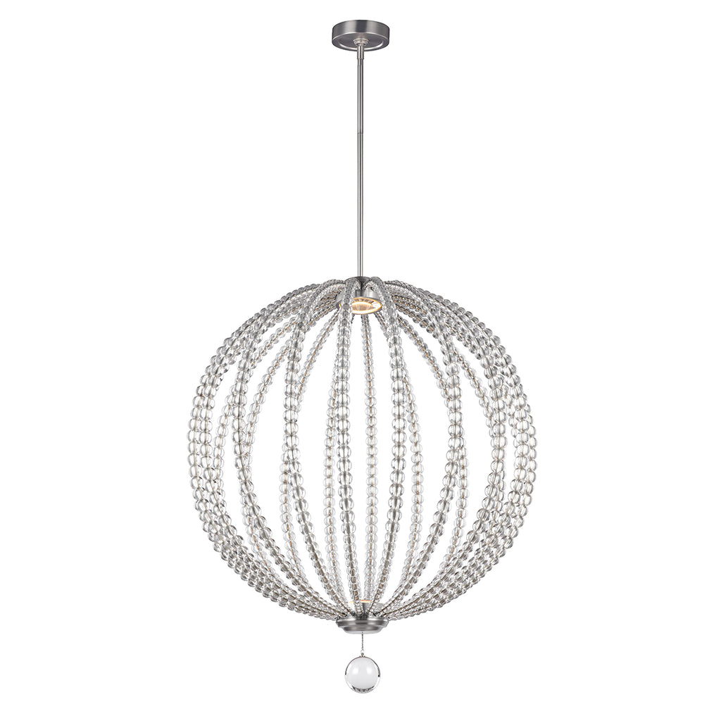 Feiss Oberlin Large LED Pendant Light in Satin Nickel with Clear Finish