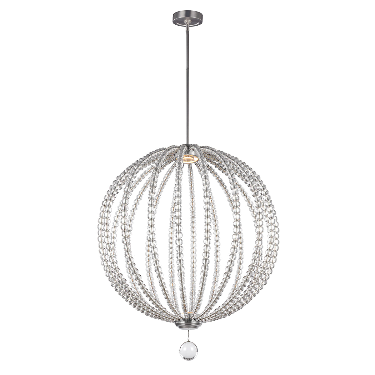 Feiss Oberlin Large LED Pendant Light in Satin Nickel with Clear Finish