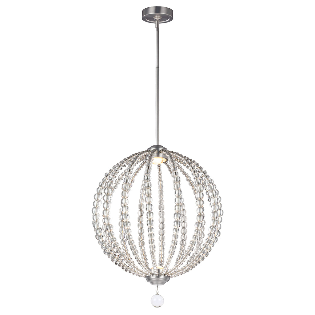 Feiss Oberlin 50cm LED Crystal Pendant Light in Satin Nickel