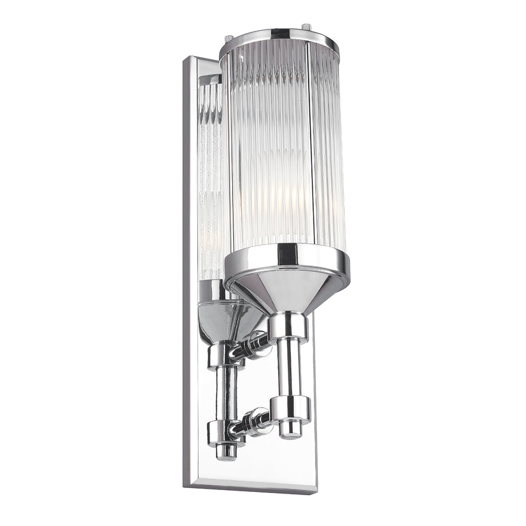 Feiss Paulson 1 Light Wall Light in Chrome with Clear Glass Shade