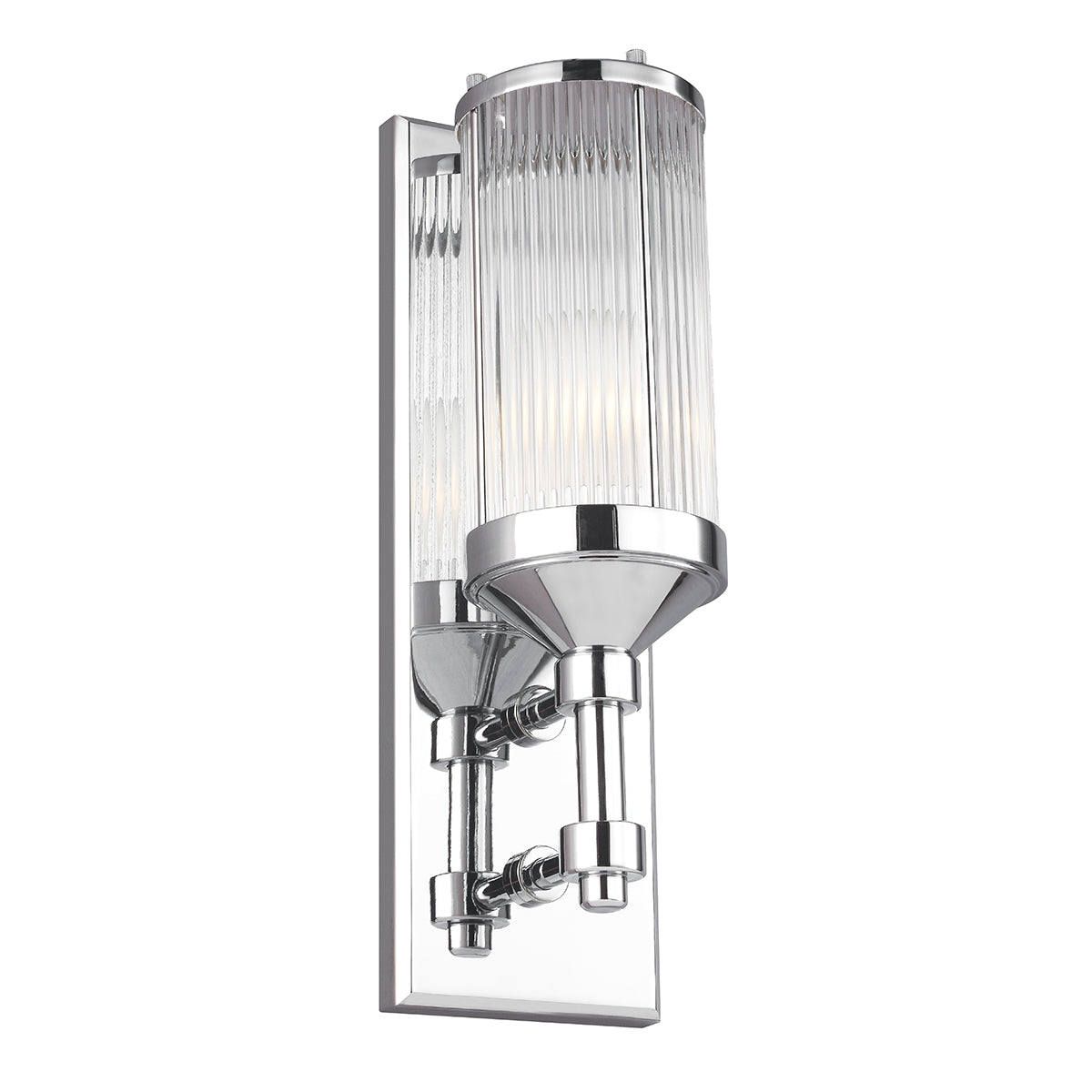 Feiss Paulson 1 Light Wall Light in Chrome with Clear Glass Shade