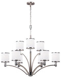 Feiss Prospect Park 9 Light Chandelier in Satin Nickel and Chrome