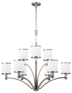 Feiss Prospect Park 9 Light Chandelier in Satin Nickel and Chrome