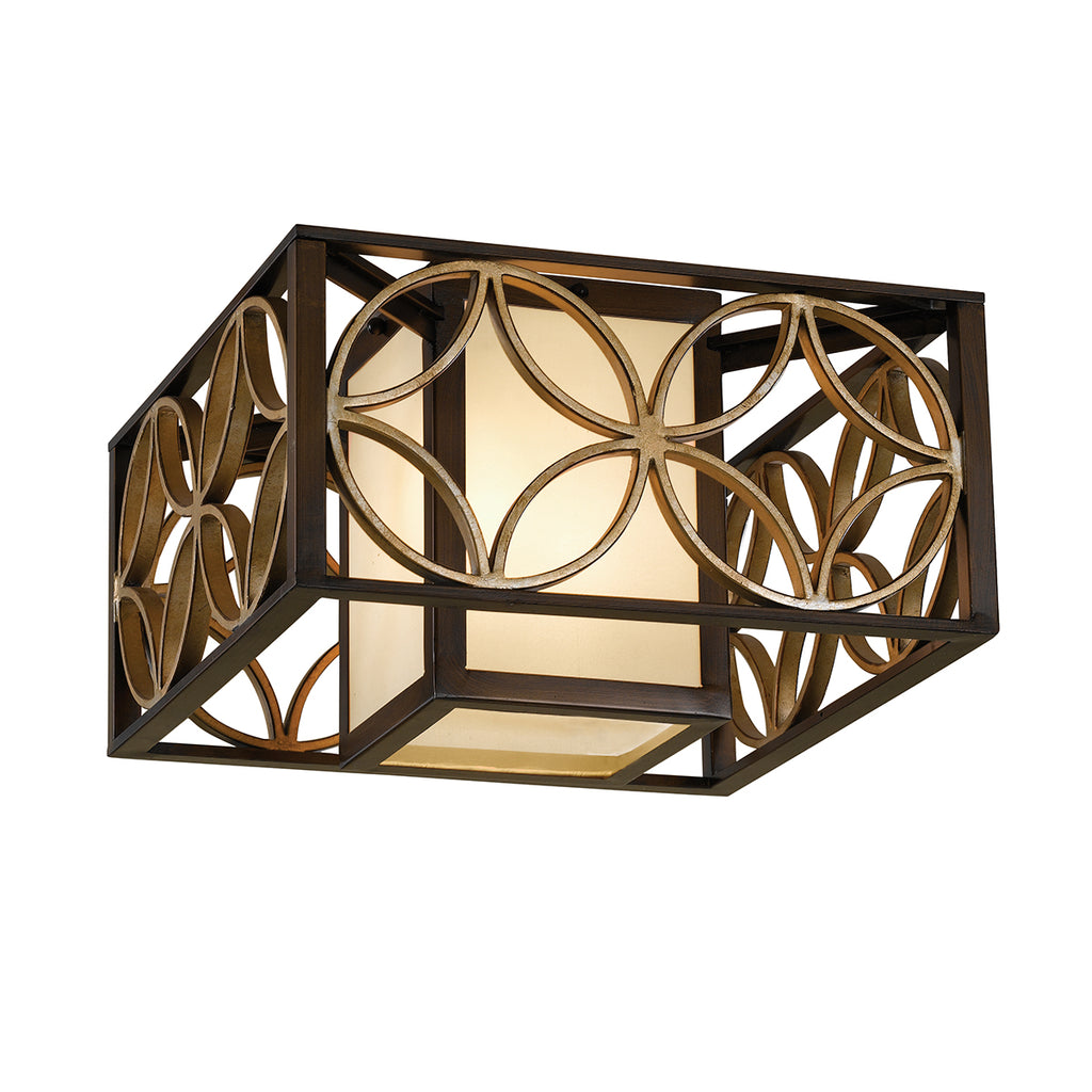 Feiss Remy 2 Light Flush Ceiling Light in Heritage Bronze and Gold