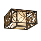 Feiss Remy 2 Light Flush Ceiling Light in Heritage Bronze and Gold