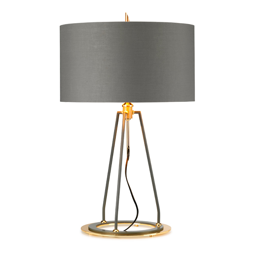 Elstead Ferrara Table Lamp in Polished Gold with Grey Shade