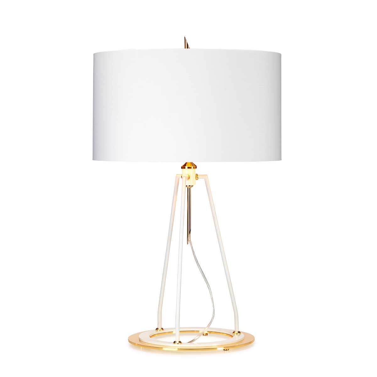 Elstead Ferrara Table Lamp in Polished Gold with White Shade