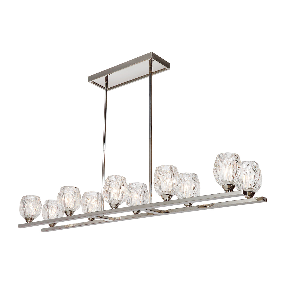 Feiss Rubin 10 Light Island Chandelier in Polished Nickel