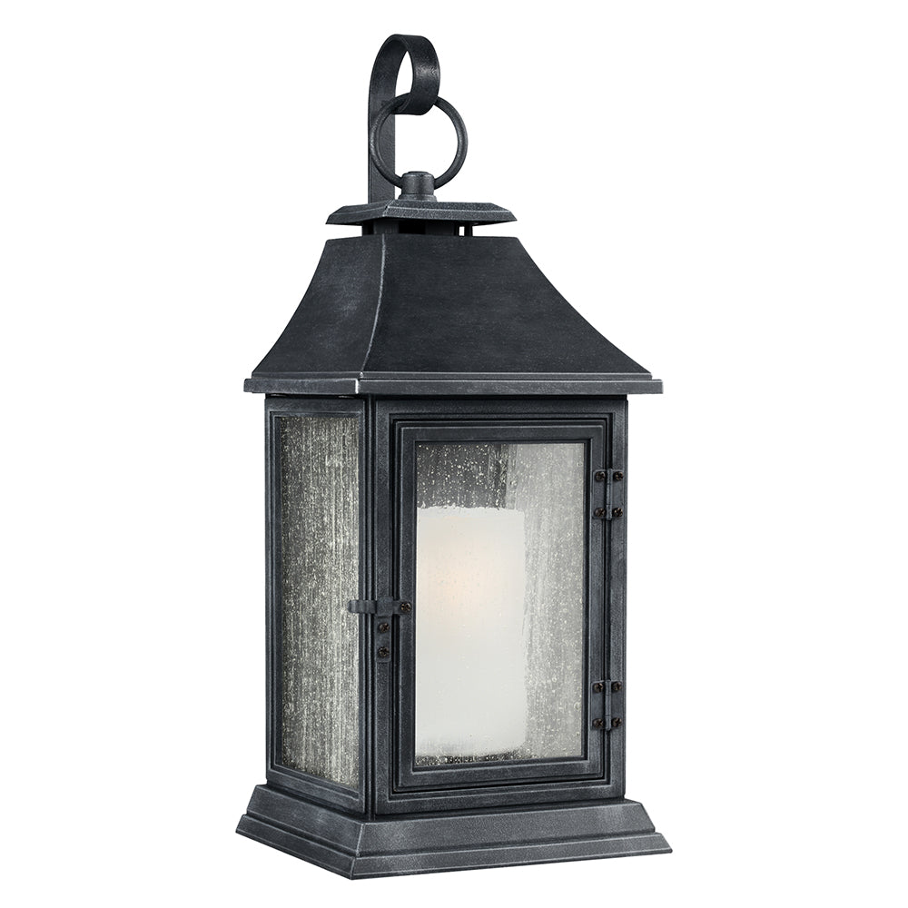 Feiss Shepherd Extra Large 1 Light Outdoor Coastal Wall Lantern in Dark Weathered Zinc