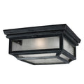 Feiss Shepherd 2 Light Outdoor Coastal Flush Ceiling Light in Dark Weathered Zinc
