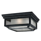 Feiss Shepherd 2 Light Outdoor Coastal Flush Ceiling Light in Dark Weathered Zinc