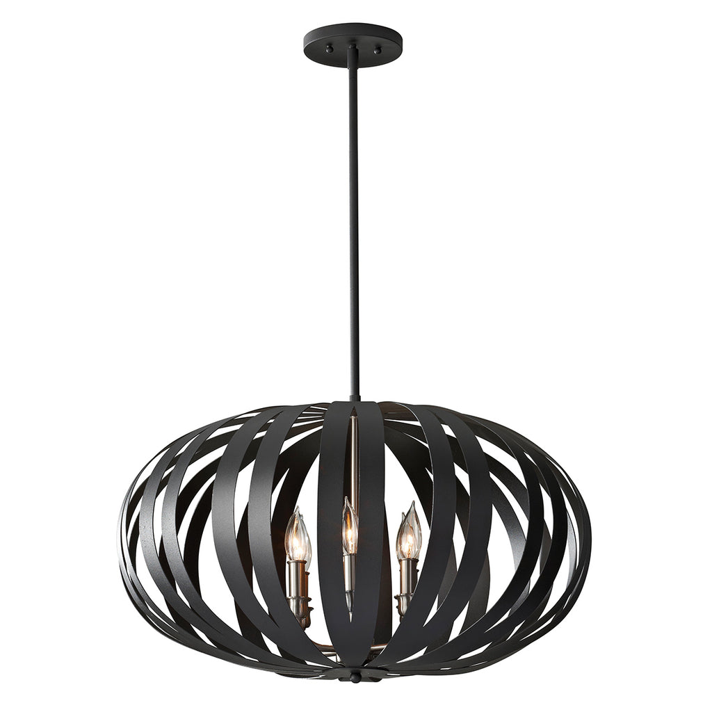 Feiss Woodstock Oval Cage Pendant Light in Textured Black