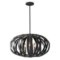 Feiss Woodstock Oval Cage Pendant Light in Textured Black