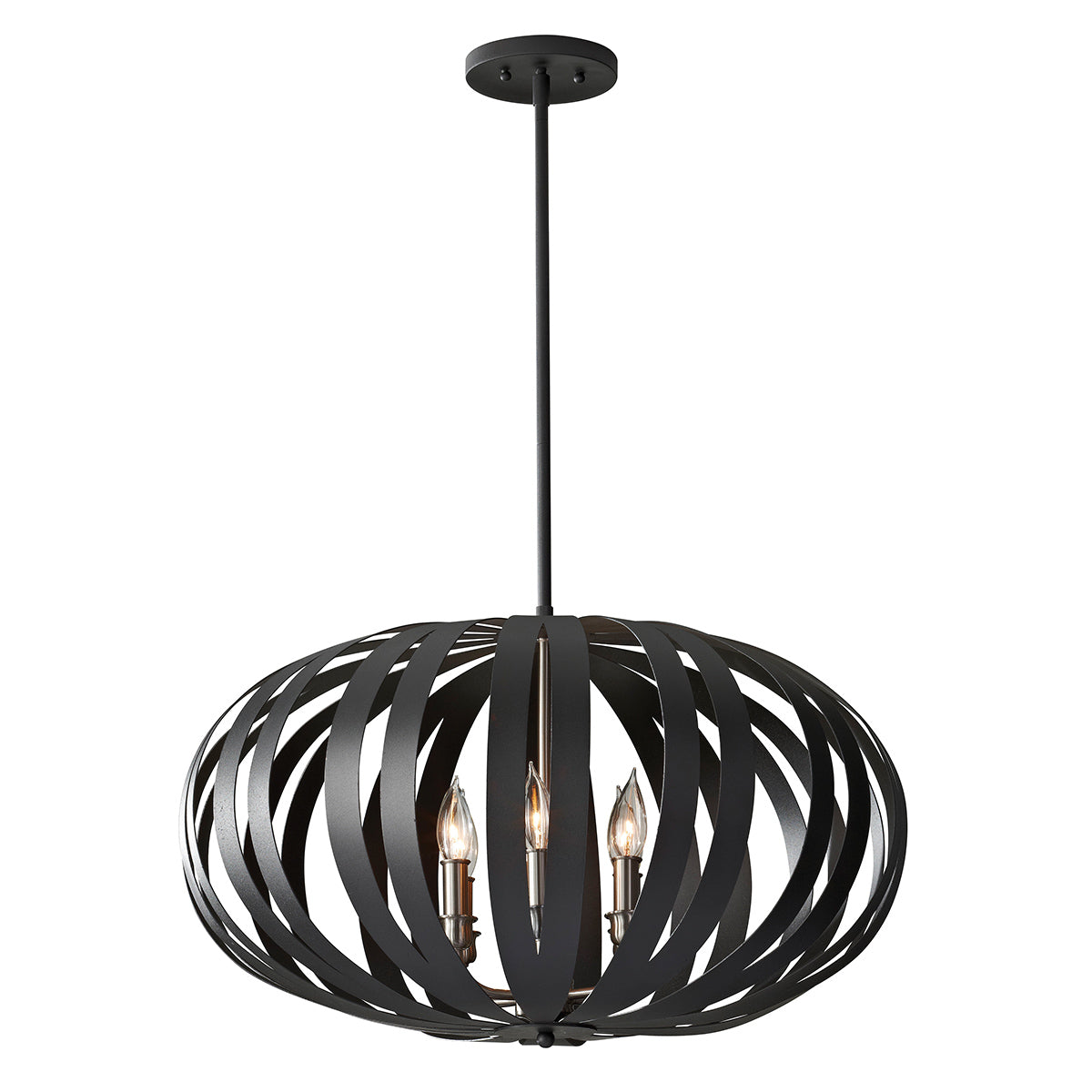 Feiss Woodstock Oval Cage Pendant Light in Textured Black