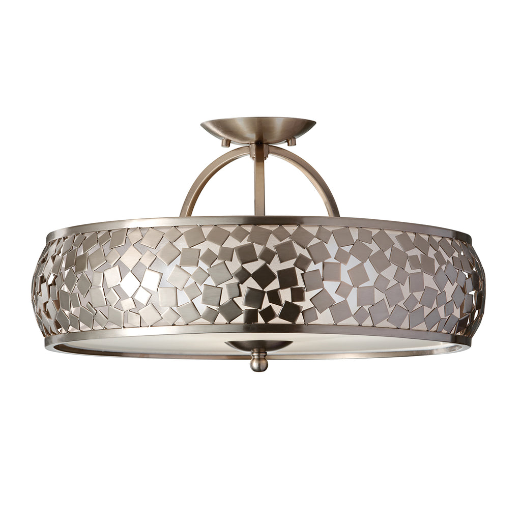 Feiss Zara 3 Light Semi Flush Ceiling Light in Brushed Nickel