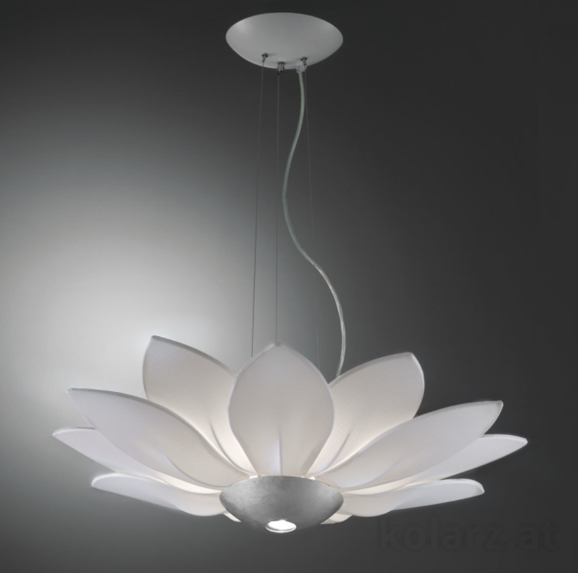 Kolarz Fiore 7 Light Ceiling Pendant Leaf Silver 5231.80650