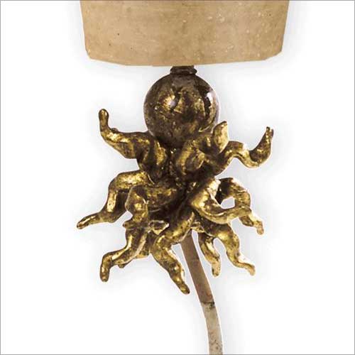 Flambeau Anemone Table Lamp with Gold Sculpture in Taupe Cream