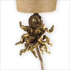 Flambeau Anemone Table Lamp with Gold Sculpture in Taupe Cream