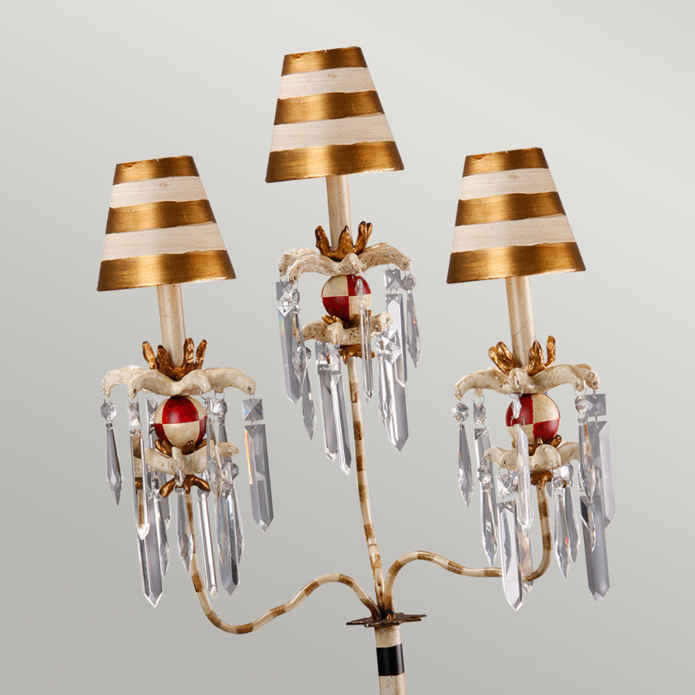 Flambeau Birdland 3 Light Table Lamp with Crystals in Cream and Gold