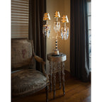 Flambeau Birdland 3 Light Table Lamp with Crystals in Cream and Gold