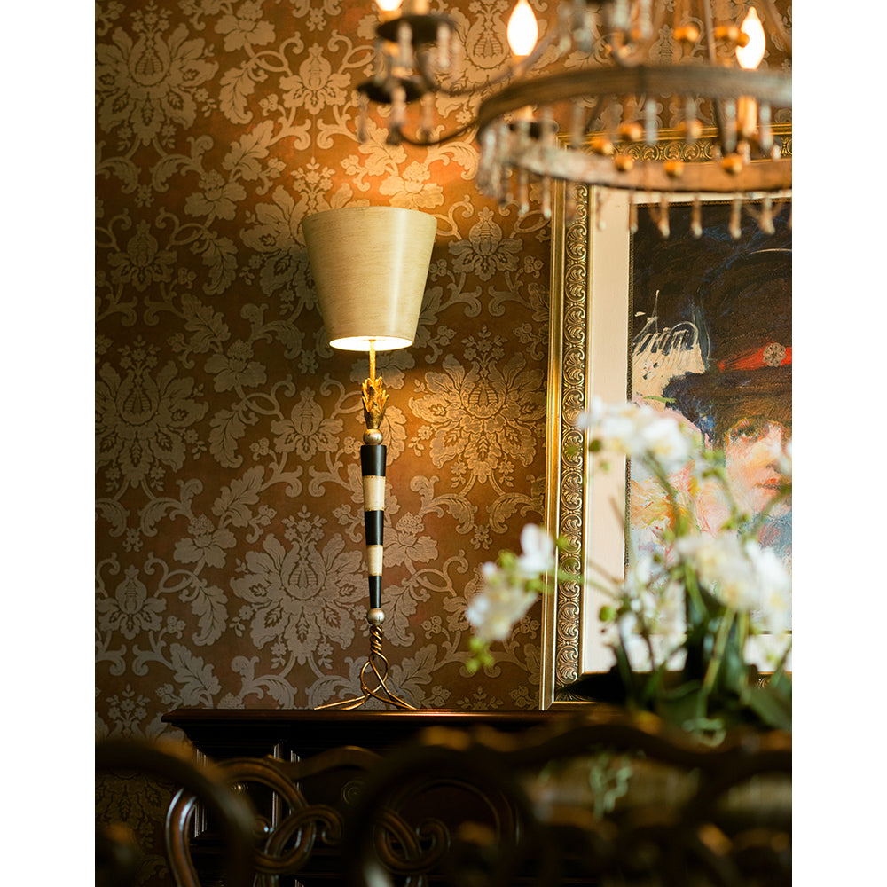 Flambeau Flambeau 2 Light Pendant Light in Black and Cream with Gold Leaf