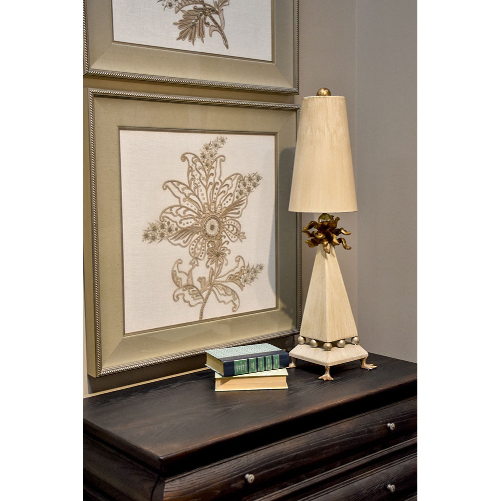 Flambeau Leda Table Lamp in Cream Patina