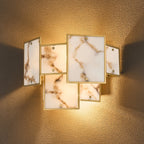Regent Fleurus 2 Light Switched Wall Light (Faux Alabaster) - Brown