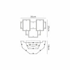 Regent Fleurus 2 Light Switched Wall Light (Faux Alabaster) - dimensions
