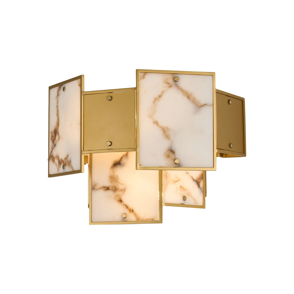 Regent Fleurus 2 Light Switched Wall Light (Faux Alabaster) - Brown & Metal