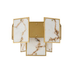 Regent Fleurus 2 Light Switched Wall Light (Faux Alabaster) - Brown & Metal